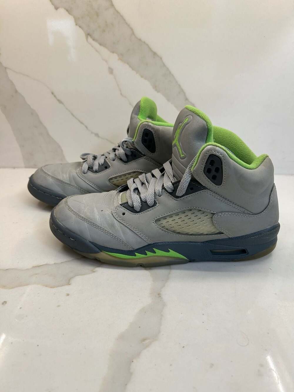 Air Jordan 5 Retro 'Green Bean' Silver Reflective Basketball Shoes (6.5y)